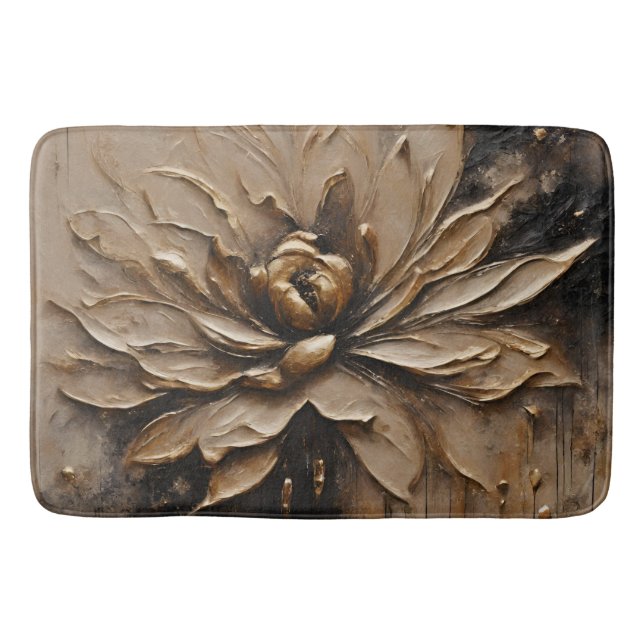 Alfombrilla De Baño Resumen de Black Gold Beige Brown (Anverso)