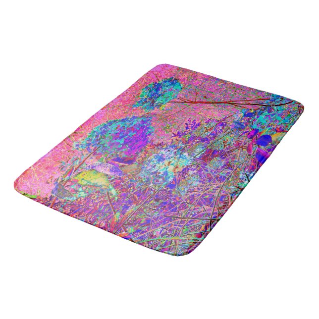 Alfombrilla De Baño Resumen de hidrangea púrpura y azul con magenta (Angular)