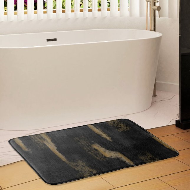 Alfombrilla De Baño Resumen de Hues Blandos Carbón y Oro Profundo (Subido por el creador)