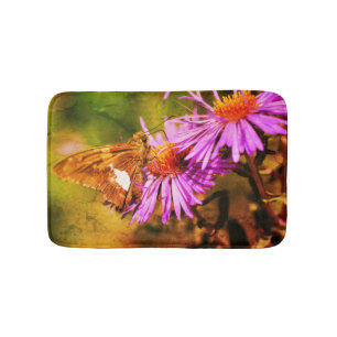 Alfombrilla De Baño Resumen de las flores silvestres de Lady Butterfly