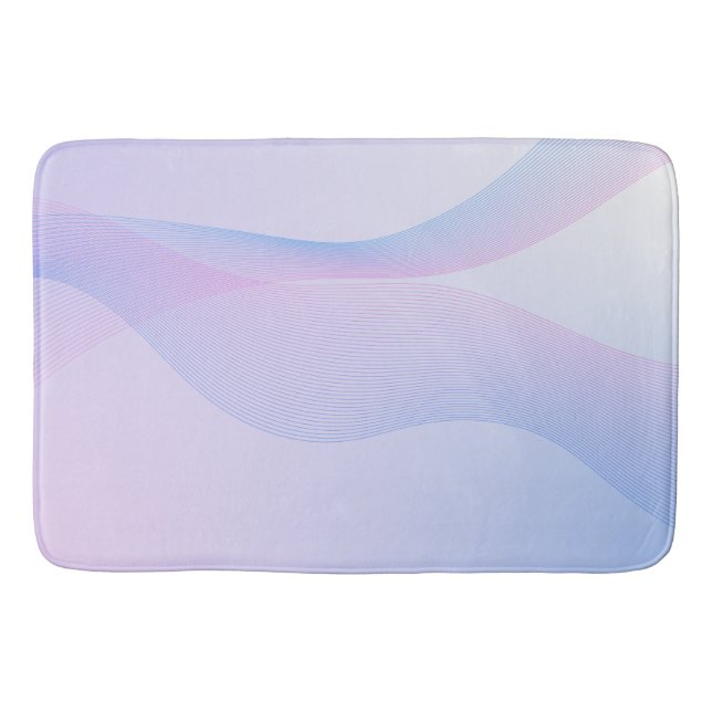 Alfombrilla De Baño Resumen de líneas de onda azul rosado (Anverso)