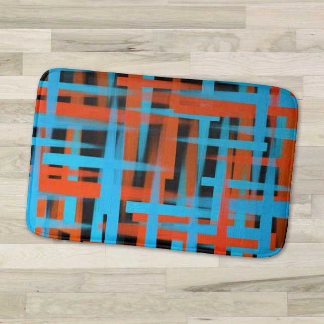Alfombrilla De Baño Resumen de los trazos de pincel negro azul Naranja (Subido por el creador)