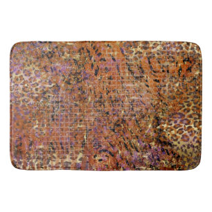 Alfombrilla De Baño Resumen De Oro Piel Mezclada De Animales Y Leopard
