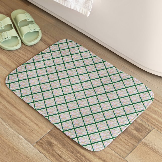 Alfombrilla De Baño Resumen de Whimsical Green Rhombus (Subido por el creador)