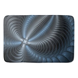 Alfombrilla De Baño Resumen del arte fractal 3D del gris azul plástico