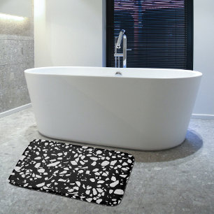 Alfombrilla De Baño Resumen del patrón negro y blanco del mezzo Terraz