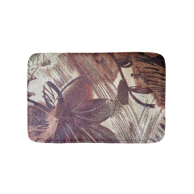 Alfombrilla De Baño Resumen Diseño floral marrón 1 (Anverso)