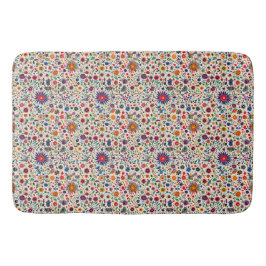 Alfombrilla De Baño Resumen floral Folk Blue