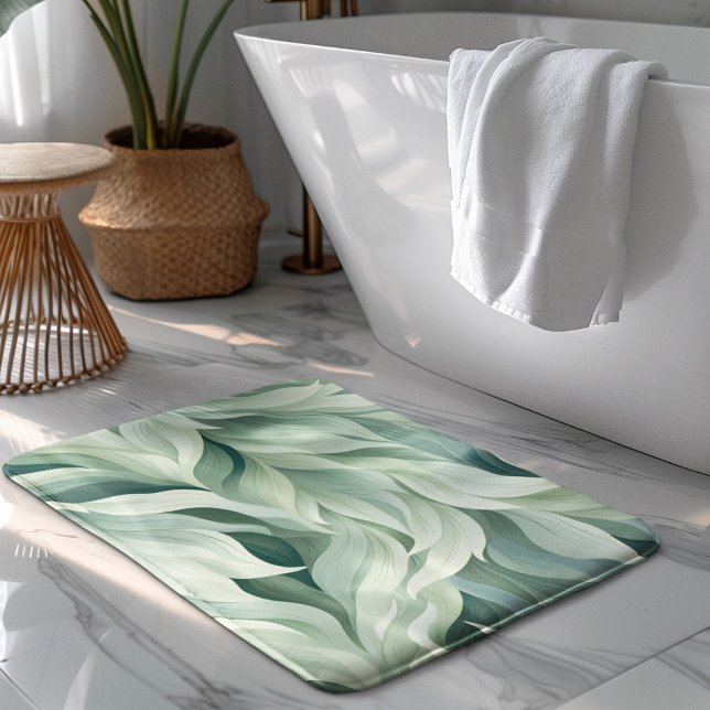 Alfombrilla De Baño Resumen Fondo del patrón de hojas verdes (Subido por el creador)