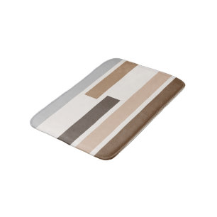Alfombrilla De Baño Resumen Geometric Earthtones Strips Art Pattern