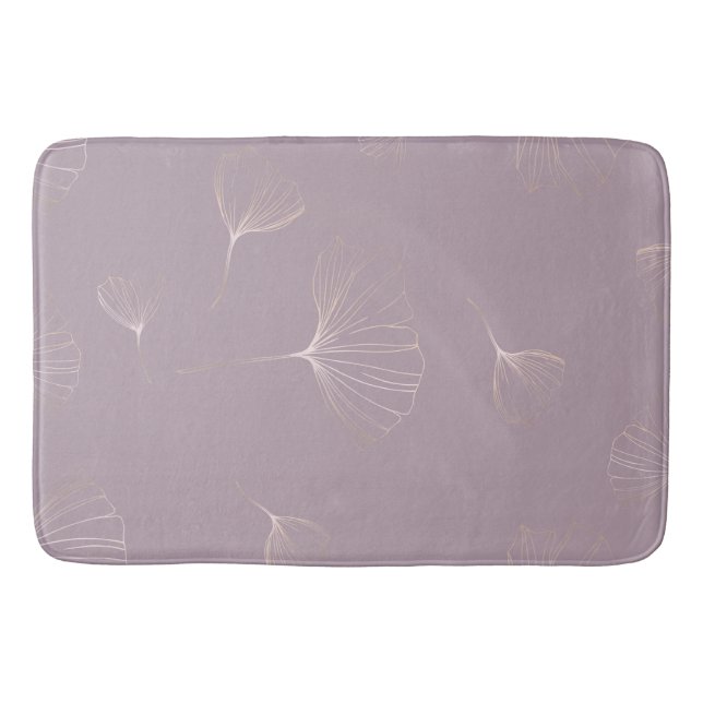 Alfombrilla De Baño Resumen Ginkgo Biloba Rosa Botánico Oro (Anverso)