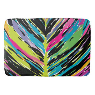 Alfombrilla De Baño Resumen Hoja tropical vibrante multicolor
