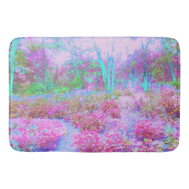 Alfombrilla De Baño Resumen impresionista rosa y turquesa (Anverso)