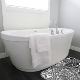 Alfombrilla De Baño Resumen Mármol Líquido Blanco y Negro