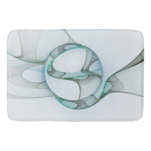 Alfombrilla De Baño Resumen moderno Arte fractal azul turquesa gris