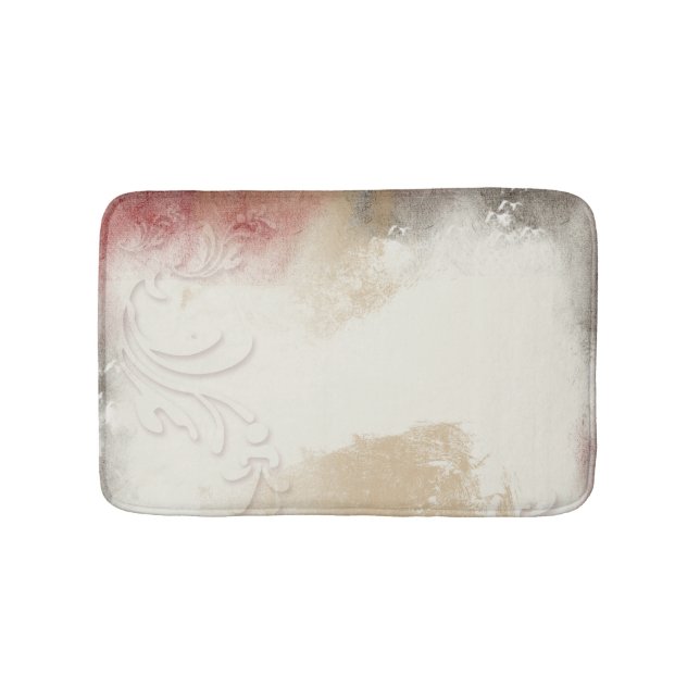 Alfombrilla De Baño Resumen Oro Red Gray Swirl Art (Anverso)