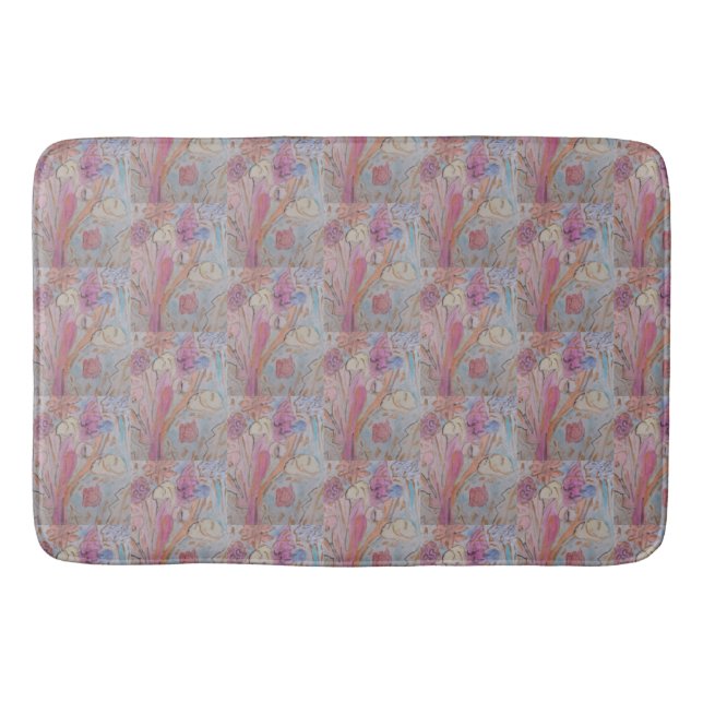Alfombrilla De Baño Resumen Pastel Floral (Anverso)