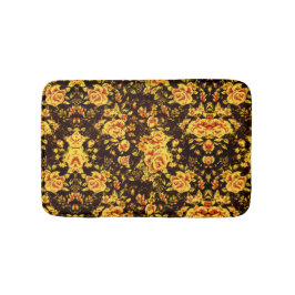 Alfombrilla De Baño Resumen Patrón floral con flores doradas
