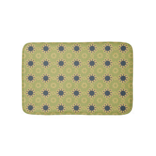 Alfombrilla De Baño Resumen retro Modelo de flores negras y amarillas