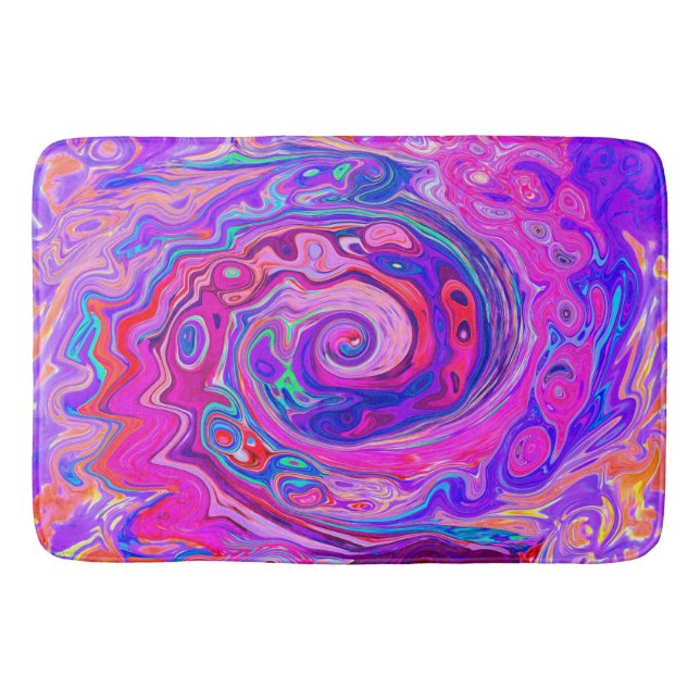 Alfombrilla De Baño Resumen retro púrpura y Naranja Groovy Swirl (Anverso)