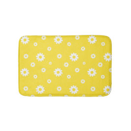 Alfombrilla De Baño Resumen Scribble Yellow White Flower Pattern