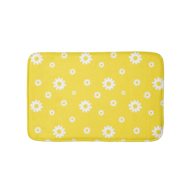 Alfombrilla De Baño Resumen Scribble Yellow White Flower Pattern (Anverso)