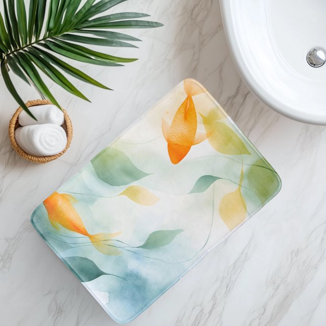 Alfombrilla De Baño Resumen Watercolor Koi Serenity Pescado (Subido por el creador)