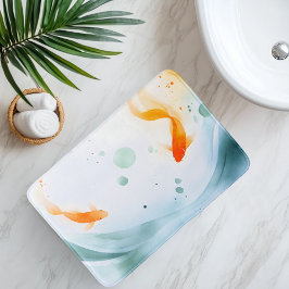 Alfombrilla De Baño Resumen Watercolor Koi Serenity Pescado