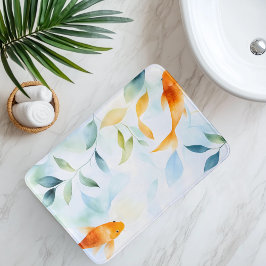 Alfombrilla De Baño Resumen Watercolor Koi Serenity Pescado