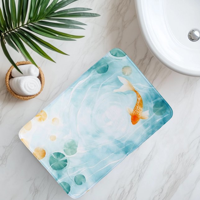 Alfombrilla De Baño Resumen Watercolor Koi Serenity Pescado (Subido por el creador)
