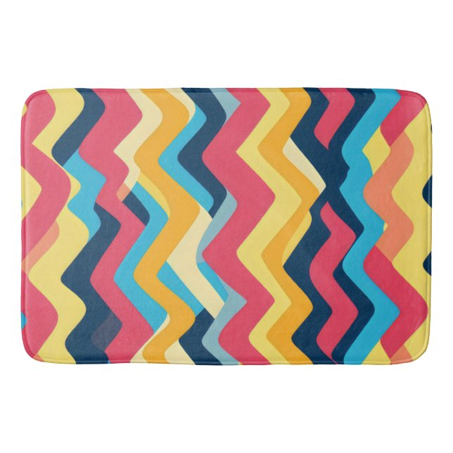 Alfombrilla De Baño Resumen Zigzag Colores ondulados (Anverso)