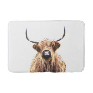 Alfombrilla De Baño Retrato animal escocés de la vaca de la montaña