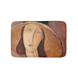 Alfombrilla De Baño Retrato de Jeanne Hebuterne en un gorra grande