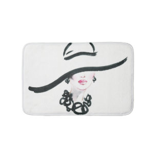 Alfombrilla De Baño Retrato de mujer acuarela, deslumbramiento abstrac