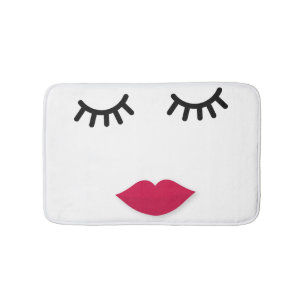 Alfombrilla De Baño Retrato dulce del chica del latigazo y del labio