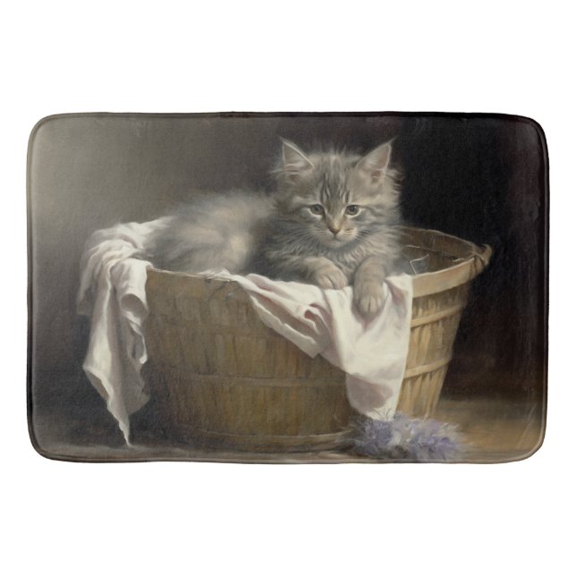 Alfombrilla De Baño Retrato Gris Gray Kitten (Anverso)