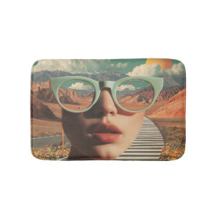 Alfombrilla De Baño Retrato surrealista con gafas que reflejan el desi