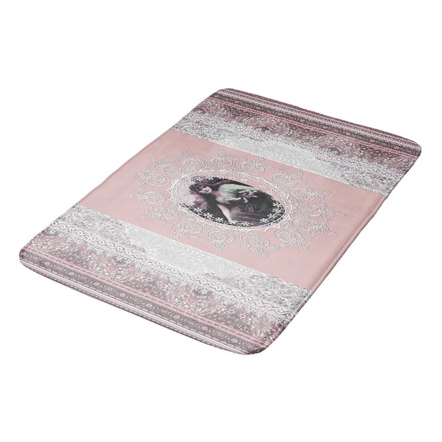 Alfombrilla De Baño Retrato y encaje vintage (Angular)