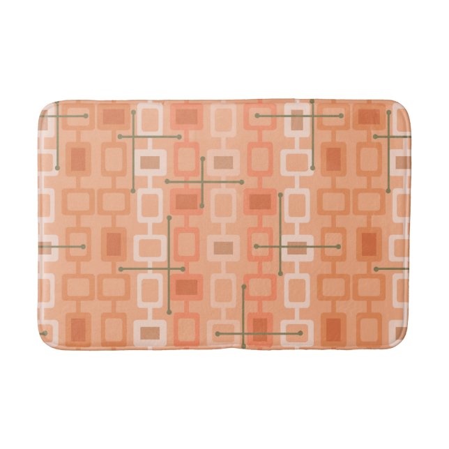 Alfombrilla De Baño Retro 1950s Geometric Pattern Orange (Anverso)