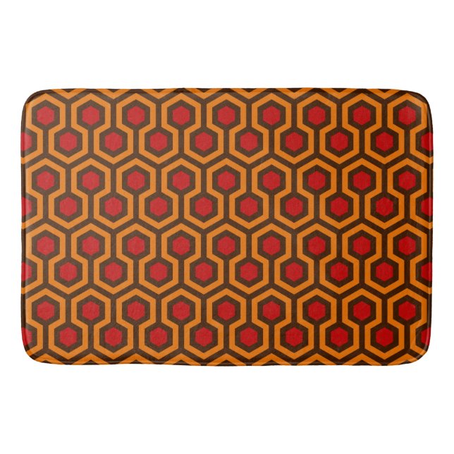 Alfombrilla De Baño Retro 1970 Naranja Red Abstract Pattern Room 237 (Anverso)