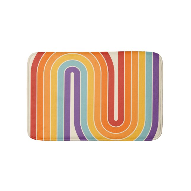 Alfombrilla De Baño Retro 1970s Style Arched Stripes Geometric Pattern (Anverso)