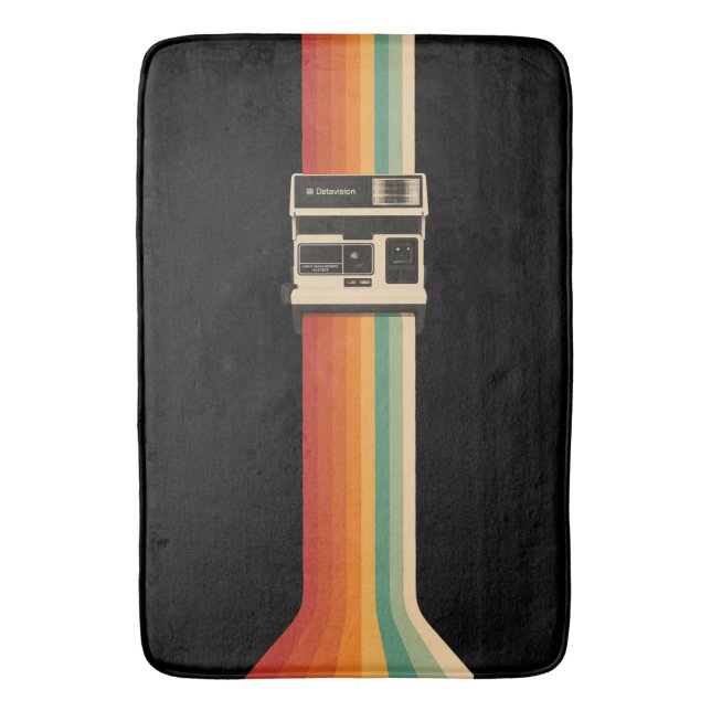 Alfombrilla De Baño Retro Camera with Rainbow Print (Frente vertical)
