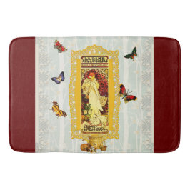 Alfombrilla De Baño Retro de cosecha colorida con encaje y flores