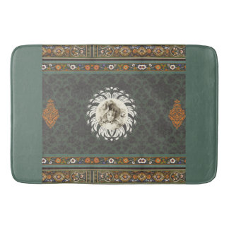 Alfombrilla De Baño Retro de cosecha colorida con encaje y flores