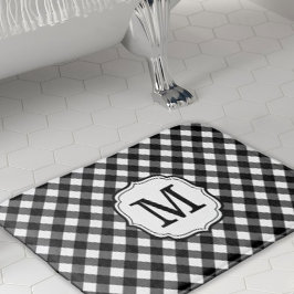 Alfombrilla De Baño Retro Elagant Personalized Gingham Bath Mat