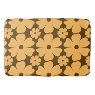 Alfombrilla De Baño Retro Fall Daisy Floral Pattern Warm Earthy Brown