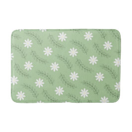 Alfombrilla De Baño Retro Floral Verde Sage caprichoso, alegre