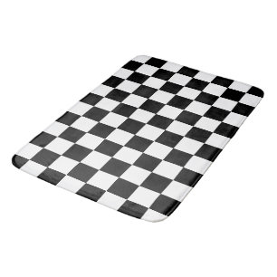 Alfombrilla De Baño Retro geométrico negro y blanco