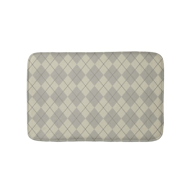 Alfombrilla De Baño Retro Gray Argyle Bathroom Rug Bath Mat (Anverso)