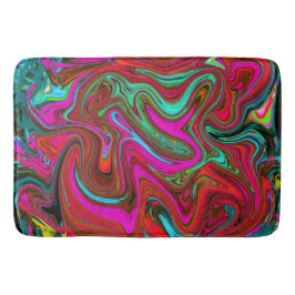 Alfombrilla De Baño Retro Groovy Magenta, arte abstracto rojo y azul